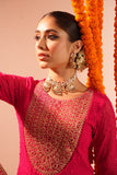 MAGENTA GEORGETTE SCHIFFLI EMBROIDED ANARKALI SET