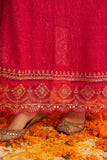 MAGENTA GEORGETTE SCHIFFLI EMBROIDED ANARKALI SET