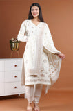 IVORY WOOLEN EMBROIDERED KNITTED SUIT