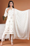 IVORY WOOLEN EMBROIDERED KNITTED SUIT