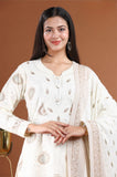 IVORY WOOLEN EMBROIDERED KNITTED SUIT