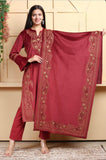 MAROON EMBROIDED VELVET SUIT