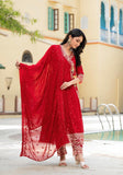 RED FULLY EMBROIDERED GEORGETTE ANARKALI SUIT