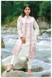 WHITE AND PINK WOOLEN SHRUG WITH WOOLEN INNER AND TROUSER