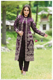 AUBERGINE WOOLEN KASHMIRI EMBROIDERED SHRUG WITH WOOLEN INNER AND TROUSER