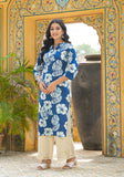 BLUE PRINTED COTTON ONLY KURTA