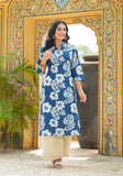 BLUE PRINTED COTTON ONLY KURTA