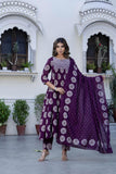 AUBERGINE COTTON EMBROIDERED ANARKALI