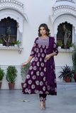 AUBERGINE COTTON EMBROIDERED ANARKALI