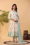 IVORY PRINTED MUSLIN ANGRAKHA PATTERN ANARKALI