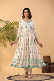 IVORY PRINTED MUSLIN ANGRAKHA PATTERN ANARKALI