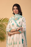 IVORY PRINTED MUSLIN ANGRAKHA PATTERN ANARKALI