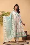 IVORY PRINTED MUSLIN ANGRAKHA PATTERN ANARKALI