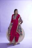 MAGENTA SILK AFGANI SUIT