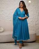 Ferozi cotton Anarkali suit