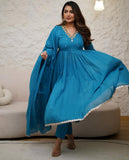 Ferozi cotton Anarkali suit