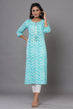 SKY BLUE PRINTED KURTA ONLY