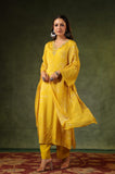 MUSTARD CHINON EMBROIDERED SUIT