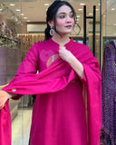 Pink Cotton Designer Suit