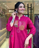 Pink Cotton Designer Suit