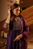 PURPLE SILK EMBROIDERED PARTY WEAR SUIT