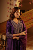 PURPLE SILK EMBROIDERED PARTY WEAR SUIT