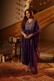 PURPLE SILK EMBROIDERED PARTY WEAR SUIT