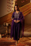 PURPLE SILK EMBROIDERED PARTY WEAR SUIT