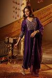 PURPLE SILK EMBROIDERED PARTY WEAR SUIT