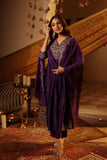 PURPLE SILK EMBROIDERED PARTY WEAR SUIT