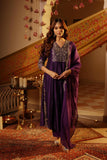 PURPLE SILK EMBROIDERED PARTY WEAR SUIT