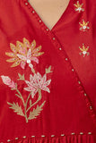 RED COTTON ANGRAKHA SUIT WITH EMBROIDERY ON YOKE