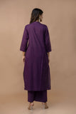 PURPLE COTTON ANGRAKHA SUIT WITH EMBROIDERY ON YOKE