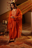 ORANGE SILK EMBROIDERED SUIT