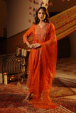 ORANGE SILK EMBROIDERED SUIT