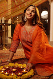 ORANGE SILK EMBROIDERED SUIT