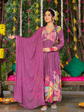 PURPLE SILK ANARKALI SUIT