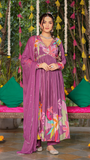 PURPLE SILK ANARKALI SUIT