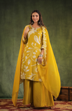 Mustard Yellow Chinnon Kurti Set