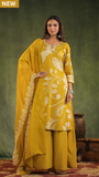 Mustard Yellow Chinnon Kurti Set