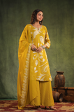 Mustard Yellow Chinnon Kurti Set