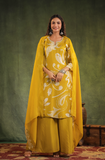 Mustard Yellow Chinnon Kurti Set