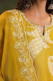 Mustard Yellow Chinnon Kurti Set