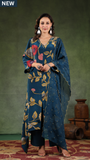 Space Blue Asymmetric Crepe Suit Set