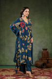 Space Blue Asymmetric Crepe Suit Set