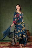 Space Blue Asymmetric Crepe Suit Set