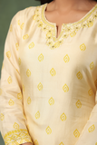 Cream Yellow Silk Suit Set