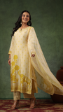 Cream Yellow Silk Suit Set