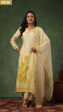 Cream Yellow Silk Suit Set