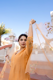 Coral Flame Mul Chanderi Suit Set